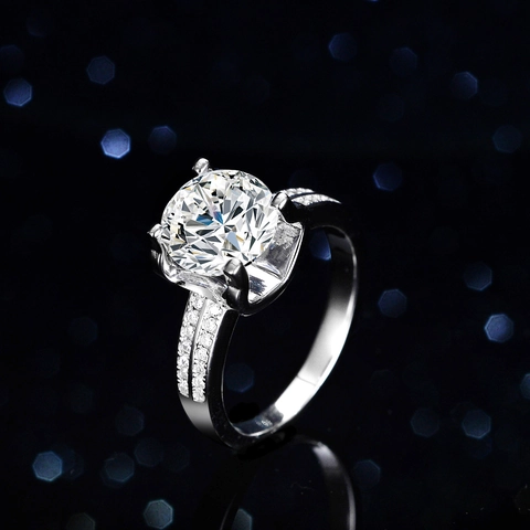 Klassischer Moissanit Ring Für Damen 925 Sterlingsilber Vier-Krallen-Verlobungsring Luxuriöser Solitär-Hochzeitsschmuck