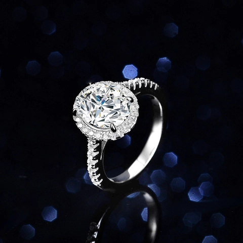 S925 Sterling Silver Oval Halo Ring For Women Luxury Moissanite Zirconia Inlaid Large Stone Engagement Wedding Jewelry