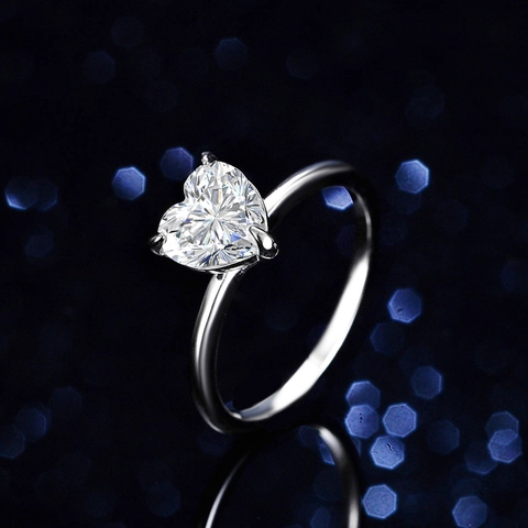 Luxury 925 Sterling Silver Heart Moissanite Ring For Women Sparkling Rhinestone Engagement Wedding Anniversary Jewelry Gift