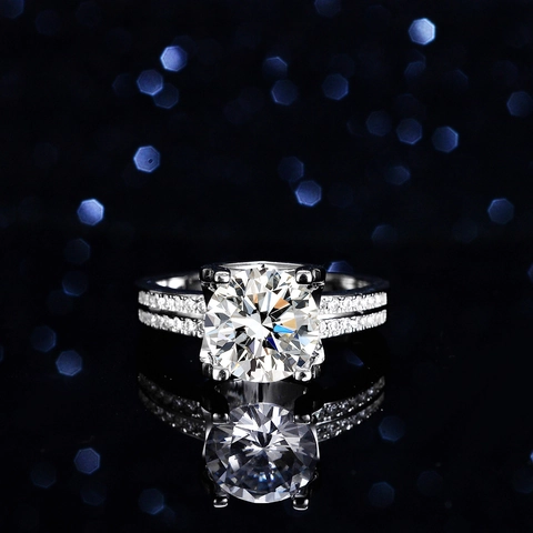 Klassischer Moissanit Ring Für Damen 925 Sterlingsilber Vier-Krallen-Verlobungsring Luxuriöser Solitär-Hochzeitsschmuck