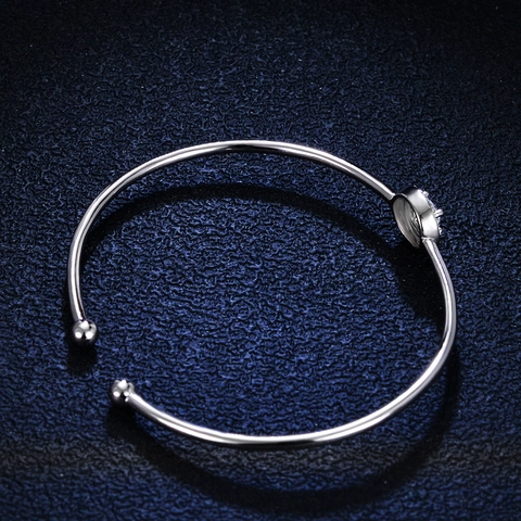 925 Sterlingsilber Moissanit Armreif Damen Luxus Rund Halo Zirkonia Armband Verstellbar Offener Manschette Schmuck Hochzeit Geschenk
