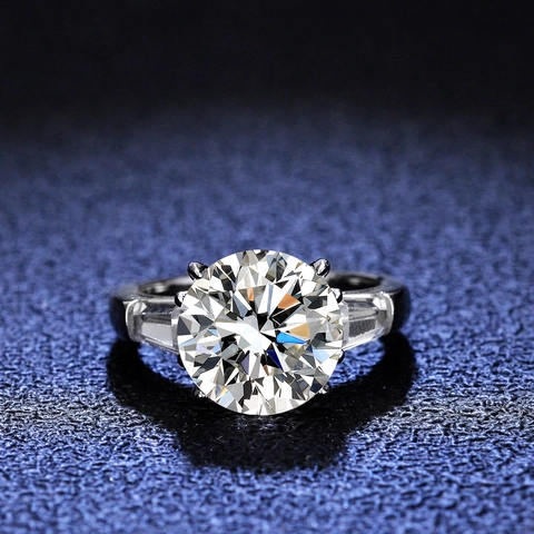 Luxus 925 Sterlingsilber Moissanit Ring Für Damen Klassische Vier-Krallen-Fassung Rundschliff 5 Karat Drei-Steine Verlobung Hochzeit Ring