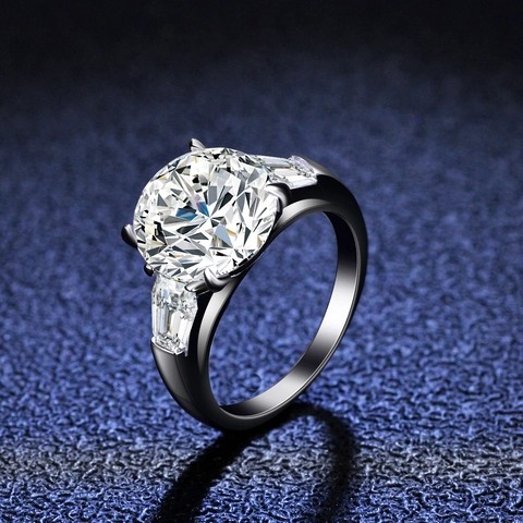 Luxus 925 Sterlingsilber Moissanit Ring Für Damen Klassische Vier-Krallen-Fassung Rundschliff 5 Karat Drei-Steine Verlobung Hochzeit Ring