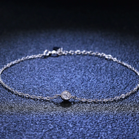 Bracciale in Argento Sterling 925 Moissanite per Donna Elegante Incastonatura A Castone Bracciale A Catena A Bolle Gioielli Certificati GRA