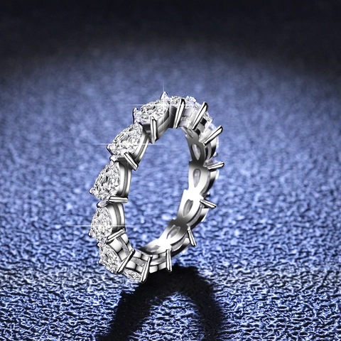 Pear Cut Moissanite 925 Sterling Silver Eternity Ring For Women Luxurious Wedding Engagement Band Fashion Jewelry Finger Ring