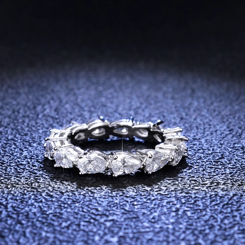 Pear Cut Moissanite 925 Sterling Silver Eternity Ring For Women Luxurious Wedding Engagement Band Fashion Jewelry Finger Ring