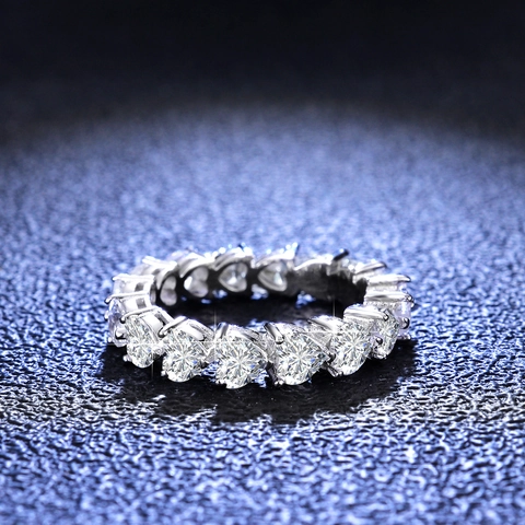 Anillo de Eternidad de Plata de Ley S925 Con Moissanita Corazón Color D para Mujer Joyería Romántica de Boda Compromiso Aniversario