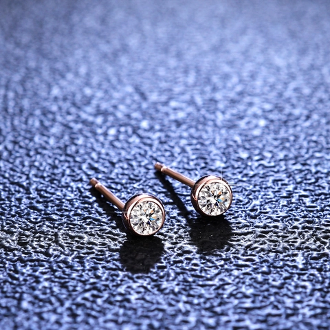 S925 Sterling Zilveren Moissaniet Oorknopjes Voor Dames Roségoud Verguld Zetkast Bubbel Minimalistisch Trouwsieraden