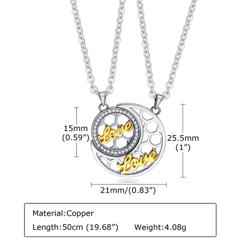 Kupfer Strass Liebe Sonne Mond Wal Puzzle Anhänger Ohne Kette Für Paare Romantisch Silber Gold Plattiert Schmuck Geschenk