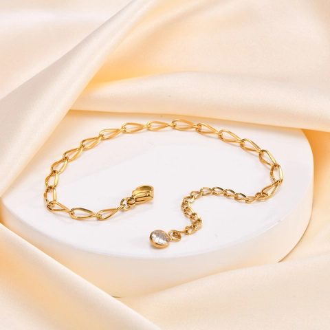 18K Gold Plated Stainless Steel Paperclip Chain Necklace Bracelet Set Minimalist Oval Link Jewelry With Zirconia For Women