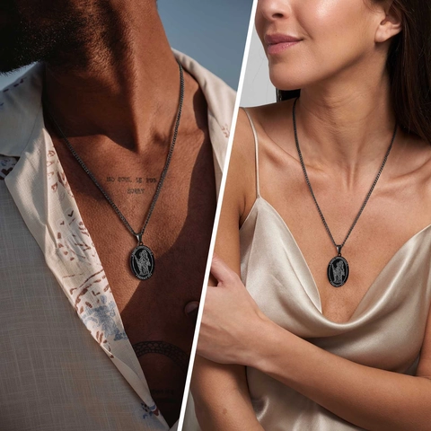 Vintage Roestvrij Staal Sint Christoffel Bescherm Ons Ovale Hanger Zonder Ketting Voor Heren Dames Religieuze Bescherming Amulet