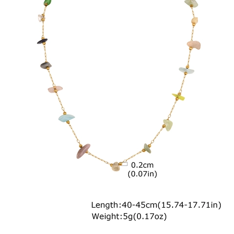 Damen Edelstahl 18K Vergoldet Halskette Mehrfarbig Naturstein Unregelmäßige Perlen Kette Böhmisch Mode Schmuck