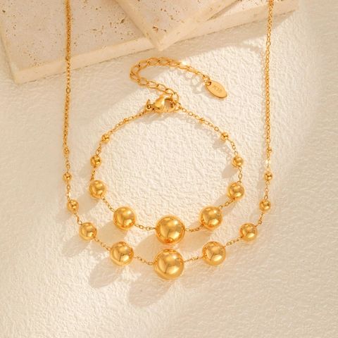Collana con Sfere Graduate Lucide in Acciaio Inossidabile Minimalista per Donna Collana Choker Placcata Oro Gioielli Bracciale Regalo