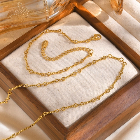 Stainless Steel Interlocking Twisted Chain Bracelet Necklace For Women Gold Plated Minimalist Fashion Jewelry Gift