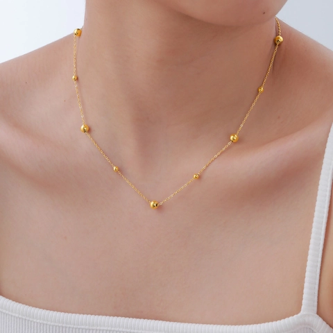 Minimalistische Edelstahl Gold Perle Halskette Für Damen Zierliche Metall Kugel O-Kette Halskette Mode Schmuck Halskette Geschenk