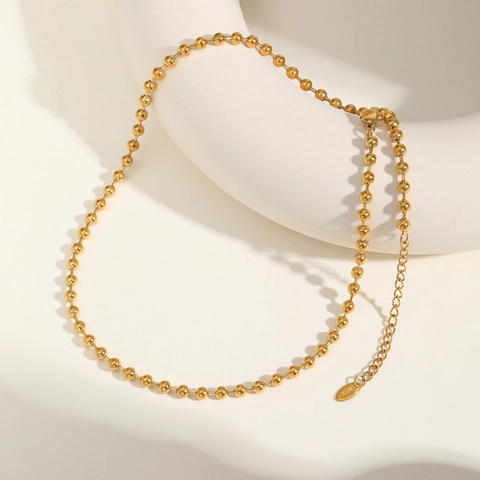 Collar Minimalista de Acero Inoxidable Chapado en Oro con Cadena de Bolas para Mujer Elegante Cadena Ajustable Joyería