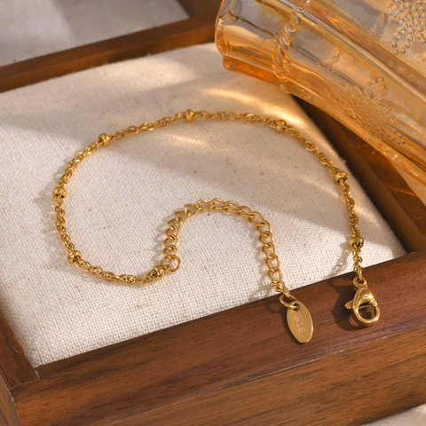 Collar de Cadena de Cuentas de Onda de Agua de Acero Inoxidable para Mujer Oro Plata Galvanizado Joyería Minimalista de Moda