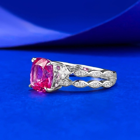S925 Sterling Silver Pink Cushion Cut Square Ring For Women Inlaid Rhinestone Elegant Fashion Luxury Jewelry Gift For Her