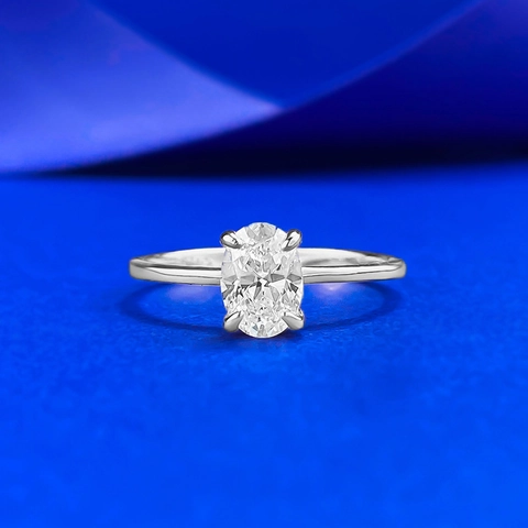 Elegant 925 Sterling Silver Oval Cut Rhinestone Solitaire Ring For Women Classic Four Claw Inlaid Engagement Jewelry Gift