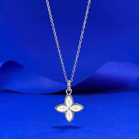 S925 Sterling Silver Four Leaf Clover Pendant Necklace For Women Artificial Pearl Rhinestone Inlaid Elegant Clavicle Chain Jewelry