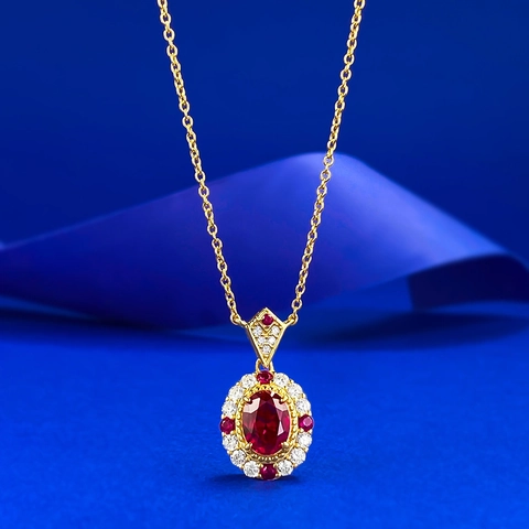 925 Sterlingsilber Taubenblutrot Rubin Stil Anhänger Halskette Für Damen Exquisite Halo Strass Eingelegte Vergoldete Choker Alltag Schmuck