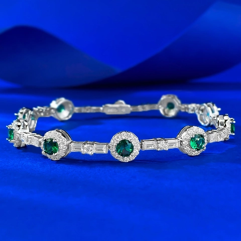 S925 Sterlingsilber Grüner Fee Armband Luxus Strass Besetzt Verstellbares Gliederkette Mode Schmuck Für Damen Geschenk