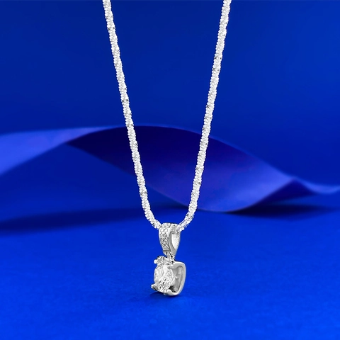 925 Sterling Silver Moissanite Pendant Necklace Square Ox Head Inlaid Gemstone Snake Bone Chain Jewelry For Women Gift