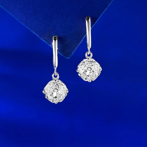 925 Sterling Silver Octagon Cut Rhinestone Drop Earrings Geometric Millennium Style Dangle Earrings For Women Party Jewelry