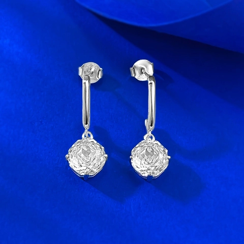 925 Sterling Silver Octagon Cut Rhinestone Drop Earrings Geometric Millennium Style Dangle Earrings For Women Party Jewelry