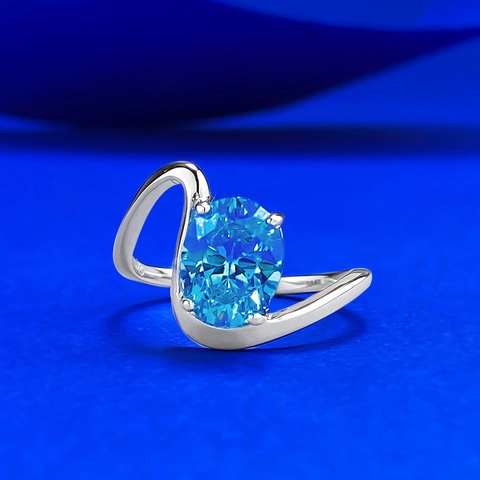 925 Sterlingsilber Wellen Ring Für Damen Einzigartiges Design Ozeanblau Strass Geometrischer Band Ring Mode Schmuck Geschenk