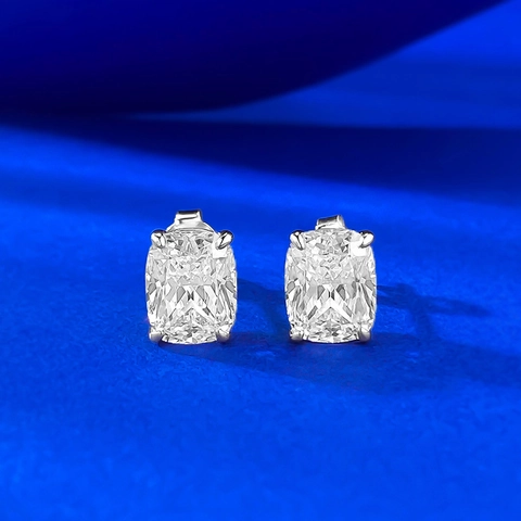Elegante 925 Sterlingsilber Kissen Schliff Strass Ohrstecker Für Damen Vier Krallen Geometrischer Eingelegter Mode Schmuck Zubehör