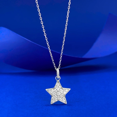 Collar Con Colgante De Estrella De Plata De Ley S925 Todo Strass Estrella De Cinco Puntas Collar Para Mujer Joyería De Moda