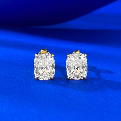 Elegante 925 Sterlingsilber Kissen Schliff Strass Ohrstecker Für Damen Vier Krallen Geometrischer Eingelegter Mode Schmuck Zubehör