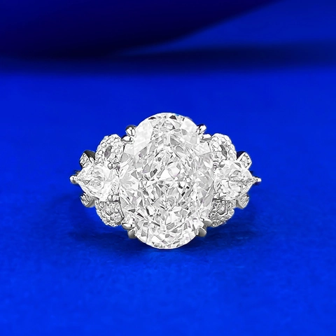 Luxus 925 Sterlingsilber Schleife Ring Damen Oval Schliff Weißer Strass Eleganter Hochzeit Braut Jahrestag Schmuck Geschenk