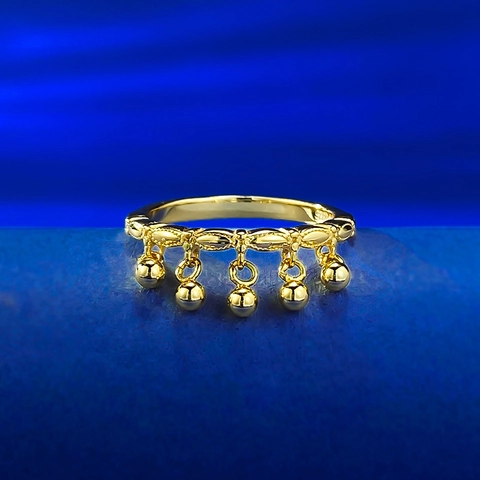 Anello Minimalista in Argento Sterling 925 con Nappa per Donna Anello Geometrico con Perline a Campanello Gioielli di Moda Regalo Accessorio Quotidiano