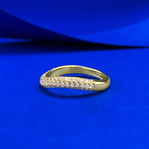 925 Sterlingsilber Wellenring Für Damen Strass Besetzt Vergoldet Eleganter Linienring Minimalistischer Geometrischer Schmuck