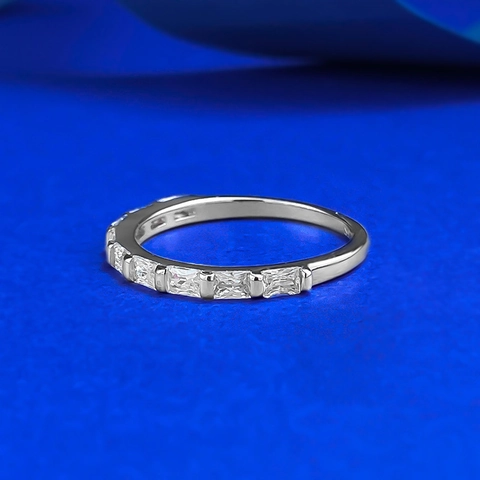 925 Sterlingsilber Baguette Schliff Strass Eternity Ring Einfach Geometrisch Pave Ring Für Damen Täglich Mode Schmuck Geschenk