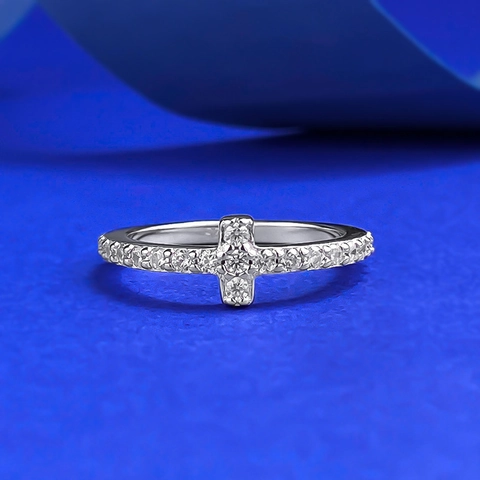 925 Sterlingsilber Kreuz Ring Für Damen Geometrischer Minimalistischer Strass Eingelegt Mode Schmuck Silber Band Ring Geschenk