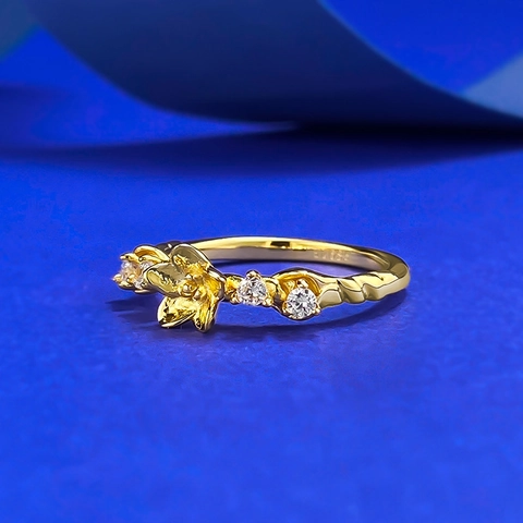 S925 Sterlingsilber Vergoldet Blume Ring Für Damen Minimalistisch Strass Dünn Stapelbar Pflaumenblüte Mode Finger Schmuck