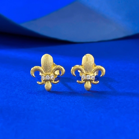 Orecchini a Bottone Giglio in Argento Sterling 925 per Donna Strass Spazzolato Intarsiato Orecchini a Fiore Gioielli Eleganti