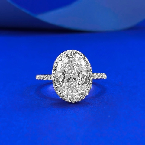 Eleganter 925 Sterlingsilber Oval Halo Strass Ring Für Damen Mode Einfach Verlobung Hochzeit Luxuriöser Schmuck Ring Geschenk