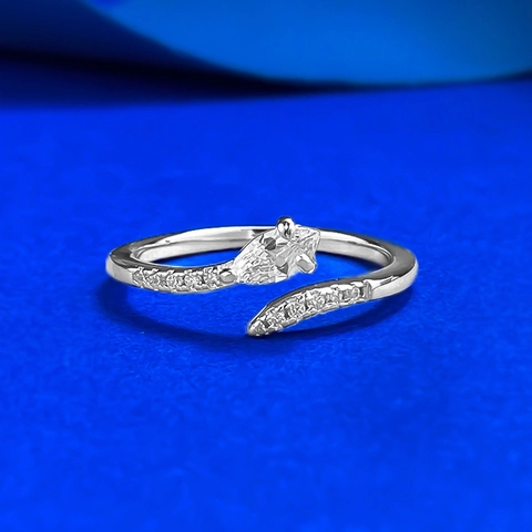 925 Sterlingsilber Zirkonia Marquise Offener Verstellbarer Ring Eleganter Minimalistischer Geometrischer Eingelegter Strass Ring Damen Schmuck