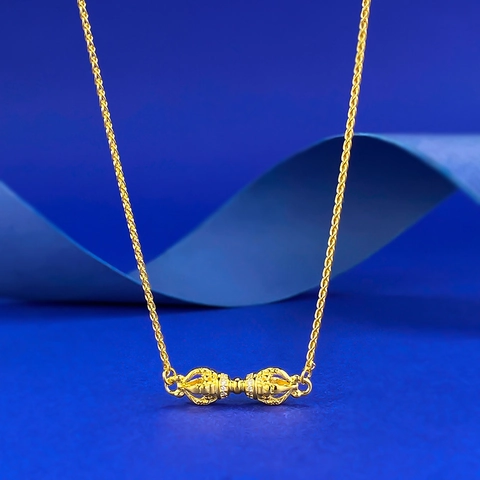 Collana con Ciondolo Vajra in Argento Sterling 925 per Uomo Donna Placcata in Oro Gioielli Religiosi Etnici con Strass