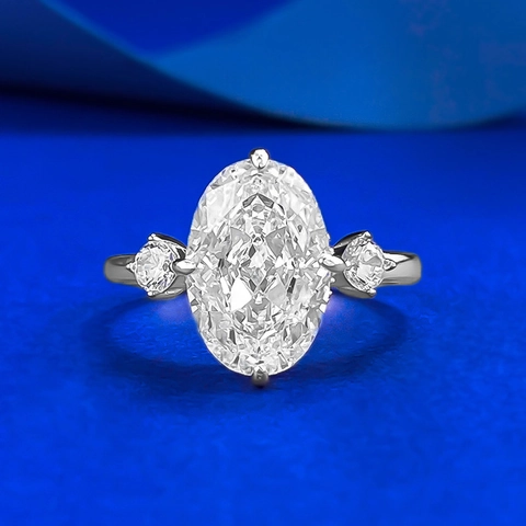 Eleganter 925 Sterlingsilber Ring Mit Ovalem Zirkonia Eingelegter Dreifachstein Hochzeit Verlobung Modeschmuck Damen