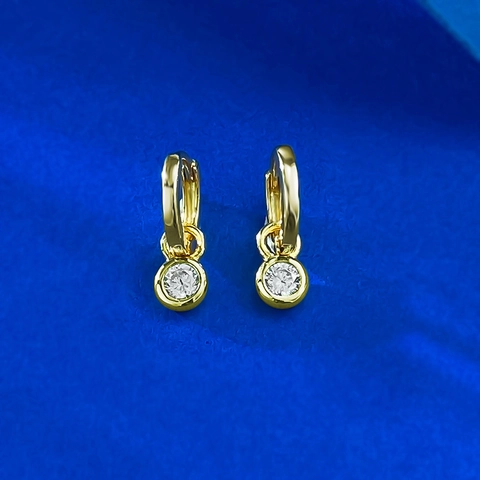 Orecchini a Bottone in Argento Sterling 925 Con Strass Rotondi Placcati in Oro Minimalisti Scintillanti Gioielli Donna