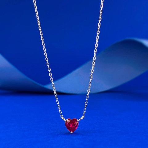 925 Sterling Silver Red Heart Pendant Necklace Rhinestone Love Heart Jewelry For Women Daily Dating Fashion Accessory