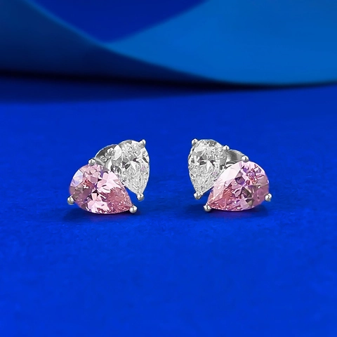 925 Sterlingsilber Padparadscha Rosa Weiß Birnenschliff Strass Ohrstecker Für Damen Süßer Minimalistischer Schmuck Geschenk