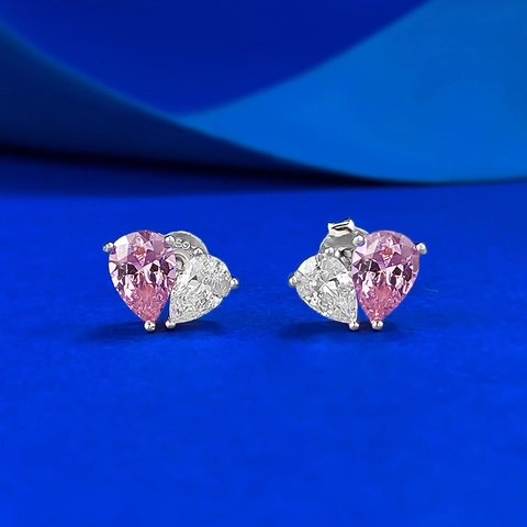 925 Sterlingsilber Padparadscha Rosa Weiß Birnenschliff Strass Ohrstecker Für Damen Süßer Minimalistischer Schmuck Geschenk