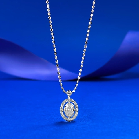 S925 Sterlingsilber Ovaler Anhänger Halskette Für Damen Luxus Strass Eingelegt Geometrische Kette Mode Pendler Schmuck Geschenk