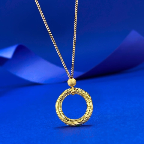 925 Sterling Silver Gold Plated Bagua Circle Pendant Necklace Retro Engraved Floral Rhinestone Green Stone Jewelry For Women